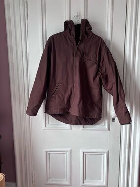 DieHard Hooded Brown Canvas Lined Zip Front Work/Utility Gorpcore Jacket Medium
